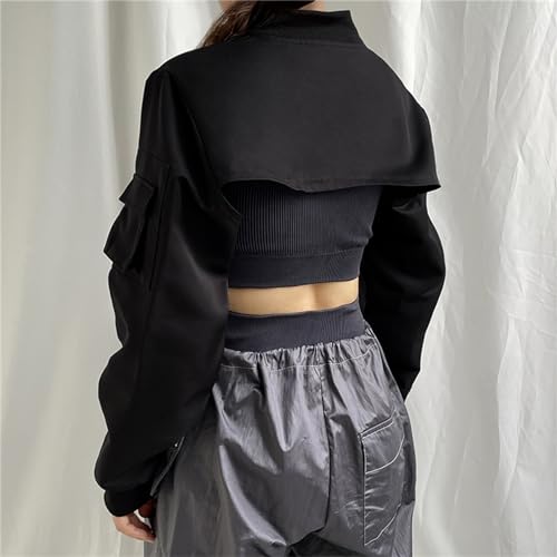 Women Gothic Crop Top Shawl Shrug Punk Cover Up Cardigan T-Shirt Blouse3