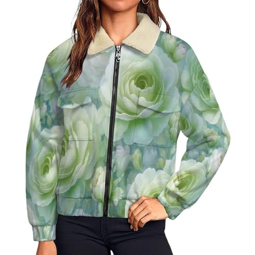 Outercoat vert sauge d'hiver avec motif artistique aquarelle