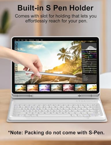 Image of Keyboard Case for Samsung Galaxy Tab S10 Ultra / S9 Ultra / S8 Ultra 14.6 inch, Smart Magnetic Detachable Wireless Bluetooth Keyboard, Slim Protective Folio Case with S Pen Holder, Auto Sleep /Wake