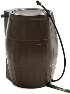 FCMP Outdoor Rain Catcher RC4000 Rain Barrel, 50 Gallon, Colour Brown