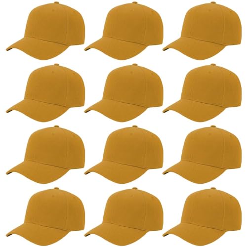 Image of ZH Plain Adjustable Baseball Cap - Lot of 12 Unisex Blank Design Caps