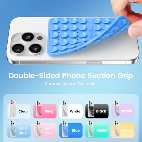 Image of Klearlook Silicone Suction Cup Phone Case Mount Double Sided, Silicon Sticky Phone Grip with Higher Suction for Cell Phone, Hands-Free Phone Accessories Holder for Selfies and Videos, Navy Blue