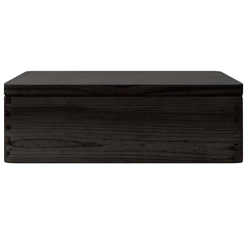 Caja de madera de pino macizo con tapa negra con bisagras, caja de almacenamiento rústica 40 x 30 x 13 cm para fotos y recuerdos