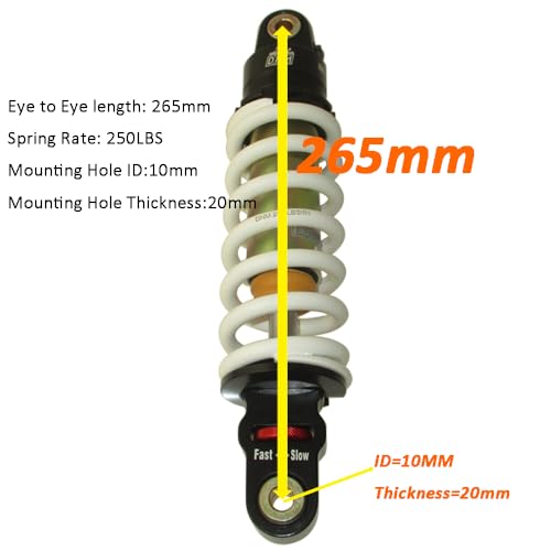 Image of DNM MK-AR 265mm 250LBS Spring Rear Shock For Chinese Pit Dirt Bike Thumpstar Explorer Braaap Stomp WPB Bucci Orion M2R Lucky