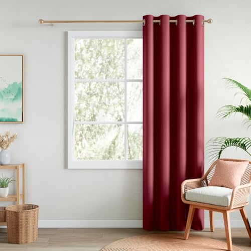 Image of Rivermoor Blackout Curtains Set of 1 | Blackout Curtains 7 feet Long for Living Room & Bedroom | Maroon | 80% Room Darkening | 250 GSM | Acrylic Eyelet | 114 x 213 cm
