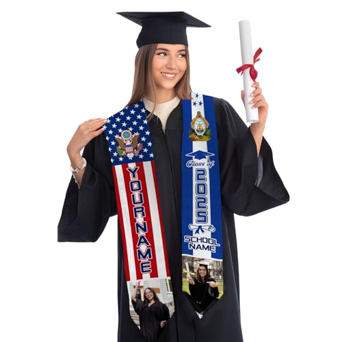 MonkeyVan Personalized Honduran Graduation Stole 2025, Honduras Flag Graduation Sash, Honduran American Flag Grad Stole 2025 Hdr 2