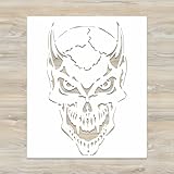 Demon Head Stencil | Street Art Graffiti Heaven Horror HalloweenDevil Stencils for Painting on Wood, Glass, Wall, Rock, Fabric, Walls, Canvas, Glassware | Devil Head Stencil Template (5'x 8')