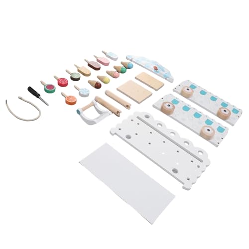 Jiawu 木製アイスクリームカート 知育玩具 ごっこ遊びセット 対象年齢3歳以上 木製素材