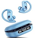 occiam Wireless Bluetooth Earbuds Sport Ear Buds Workout Headphones 96H Playback in-Ear Earphones with Earhooks Buit-in Mic Button Control Bass Stereo Headset for Gym Exercise Running (Light Blue)