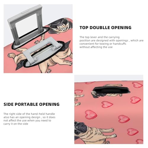 Cute Animal Pug Puppy Travel Luggage Cover Elastic Suitcase Covers Washable Anti Scratch Luggage Dust Covers Protector, Fits 22-24 inch Luggage, M4