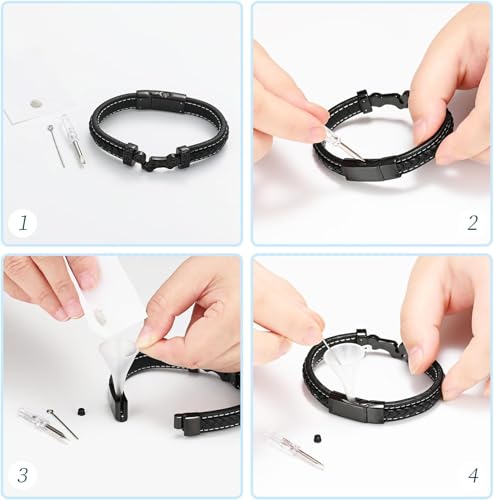 Pulsera crematoria de cuero para cenizas, 24cm, negra miniatura 6