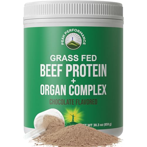 Grass Fed Beef Protein Powder + Organ Complex - Lactose Free Great Tasting Beef Protein Isolate - Animal Based Non Dairy No Whey Paleo Carnivore Supplement for Muscle Building - Chocolate Flavor