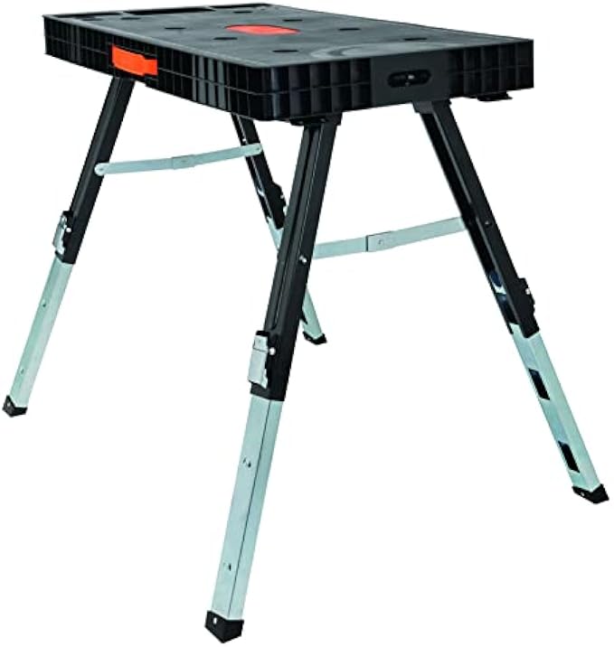 Disston Omni Plus 5 in 1 Workbench, Clamping Table, Scaffold, Dolly and Creeper All in one Work Table Orange/Black