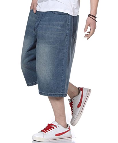 Crazy Men's Hip-Hop Wash Denim Pocket Short Baggy Pants Jeans4