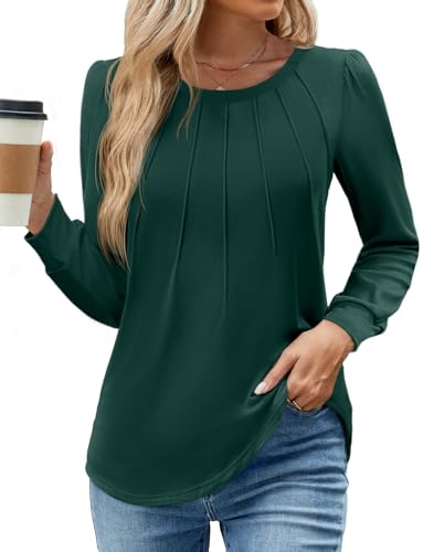 Image of WEACZZY Women Long Sleeve Shirts Crew Neck Tunic Tops Soft Casual Blouses