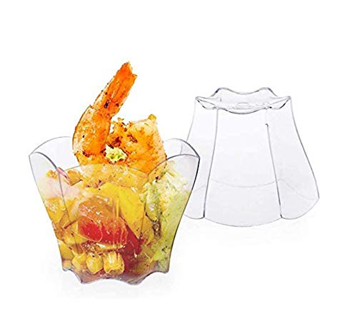 Qxcom 100 Pcs 3 Oz 90Ml Clear Ice Cream Dessert Bowls Plastic Disposable Flower Shape Dessert Cake Snack Bowl Cups Sundae Petal Dessert Bowls Salad Appetizer Serving Bowl Party Favor Wedding Bowls #TOP5