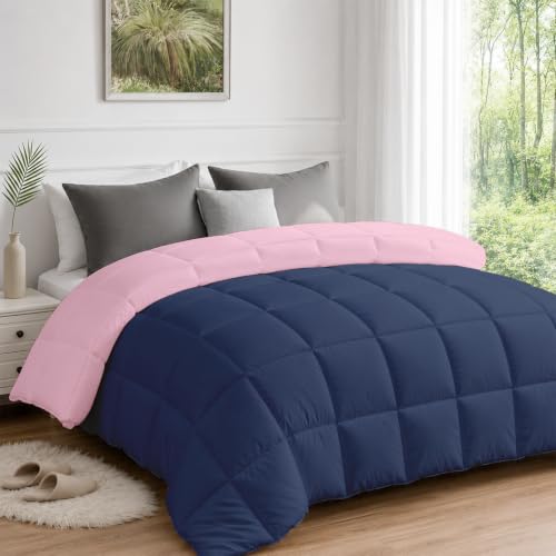 Image of AYKA Reversible Comforter 220 GSM Microfiber Reversible AC Comforter /Blanket for Winter /Quilt /Dohar /Duvets for King Size Blanket /Comforter Double Bed (Cameo & Navyblue, 60 * 90 inch)