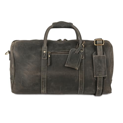 Image of KomalC 24 Inch Leather Travel Duffle Bag for Men & Women, Weekend Gym Bag
