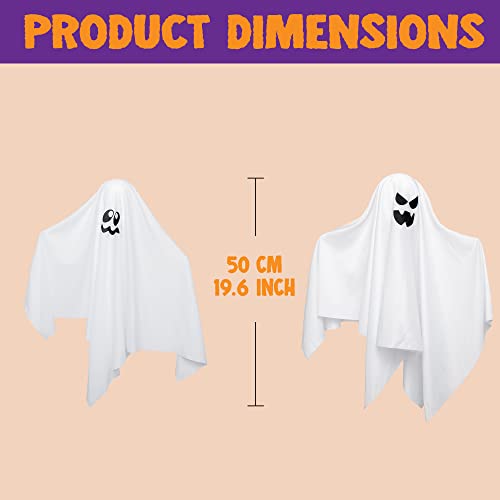 JOYIN 7 Pcs Halloween Hanging Ghost Decorations Outdoor, 19.6” Flying White Ghost Decor for Halloween Tree Front Yard Patio Lawn Garden Party and Holiday Décor 5