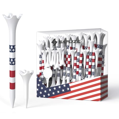 SAPLIZE Professional Plastic Golf Tees 100 Pack Mixed Sizes(1-1/2 & 3-1/4) 4-Prong Low-Friction Tees for Driving Practice & Golf Gifts
