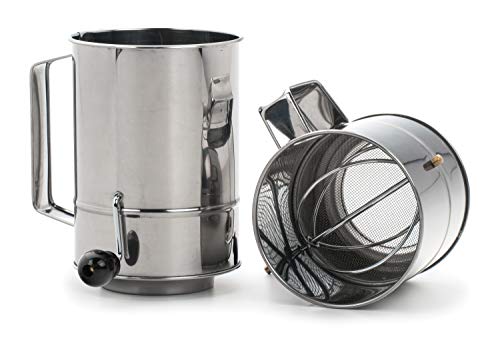Rsvp International Endurance® Stainless Steel Crank Style Flour Sifter, 5 Cup | Sift Flour & Dry Ingredients For Baking | Manual Crank | Dishwasher Safe,Silver #TOP1