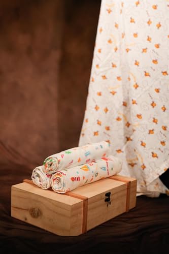 Image of Swaddle for Babies -100% Muslin Cotton Soft 2-Layer Swaddle /Blanket /Multipurpose Wrap for New Born Baby Girl & Boy | Perfect for Gifting | 90X90 cm, 0-6 Months, Set of 4