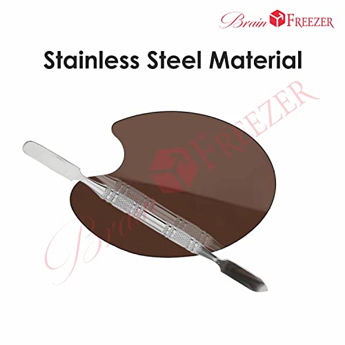 Image of Brain Freezer Shiny Makeup Palette With Stainless Steel Oval Shape Spatula, Rose Golden 100 g