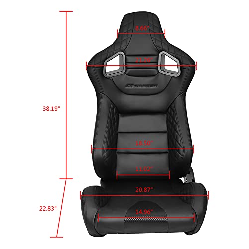 Ikon Motorsports, Universal Racing Seats Pair With Dual Sliders, Black Pu & Carbon Leather Reclinable Left Right #TOP5
