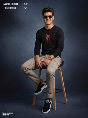 Image of Veirdo Pure Cotton Regular Fit Round Neck Front Chest Printed Raglan Full Sleeve T-Shirt for Men (Sizes: S to 2XL)