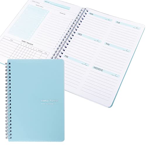 Loiisgy Undated Weekly Planner Weekly Goals A5 Notebook Habit Tracker Journal To Do List Planner with Spiral Binding Tracker and Goal Planner 8.3 x 5.8 Blue
