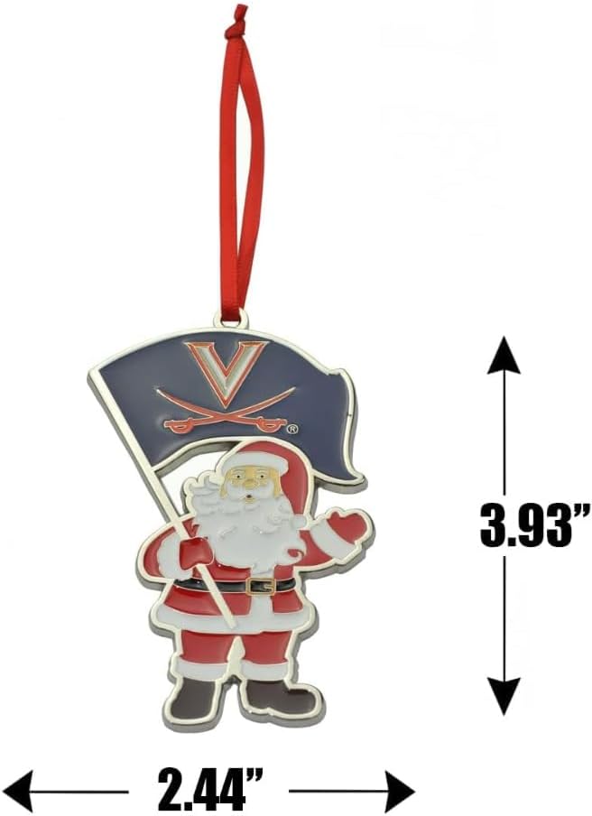 Virginia Cavaliers (UVA) Santa Metal Christmas Ornament - Image 2