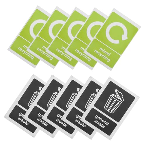 KICHOUSE 10pcs Recycling Stickers for Trash Cans Garbage Classification Labels for Home Office and Signs Symbols