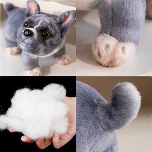 Xiyocadt 22cm Französische Bulldogge Kuscheltier,Niedlich Französische Bulldogge Stofftier,Simuliertes Tier Hund,Kindliche Gesellschaft Trost Stofftier Spielzeug Geschenke für Jungen Mädchen (Grau)