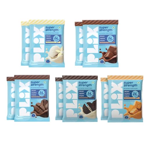 Image of PLIX THE PLANT FIX Super Strength Fermented Yeast Protein | Pack of 10 Assorted Flavour| (36gm Each)| 24g Protein /Serve