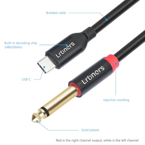Cable USB-C a Doble Jack 6.35mm TS Macho 1m miniatura 3