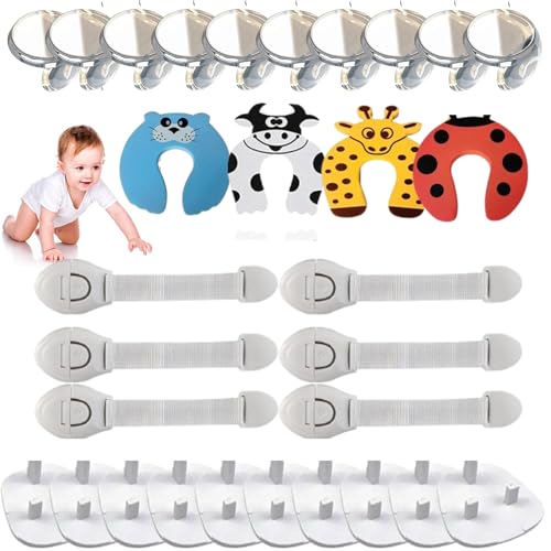 30 PCS Baby Corner guard Protectors Outlet plug Covers Door Stoppers Cabinet Locks Baby Safety kit baby proofing Set for Home Easy to Install Protect Your Baby