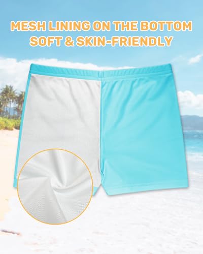 Girls 2 Pieces Rash Guard Swimsuit 1/4 Zip Long Sleeve Bathing Suit Set Kids Swimwear with Sports Shorts4