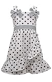 Bonnie Jean Girl's 4th of July Dress - Nautical Americana (6, White Dots)