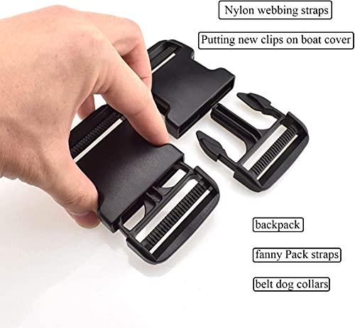 image for ONE WVW PIN Side Release Buckle for 2'' Belt, 2 pcs Heavy Duty Plastic
