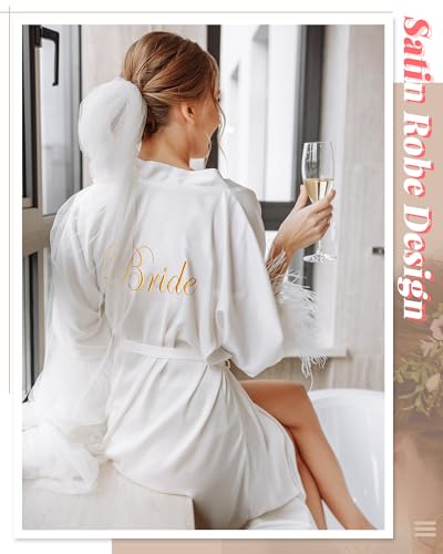 Image of Jecery 7 /12 Pcs Bridesmaid Robes Bride Kimono for Wedding Day Satin Embroidered Bridal Party Robes
