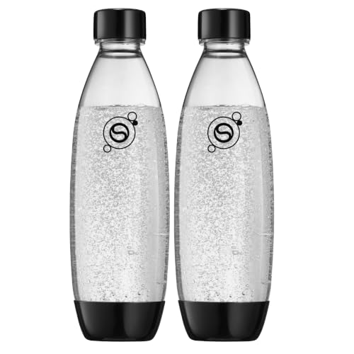 sodastream Flaschen 1L FUSE Doppelpack 2 schwarze Kunststoff-Flaschen für Sprudelwasser spülmaschinengeeignet & BPA-frei kompatibel TERRA E-DUO ART GAIA & ENSO