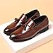ROUGONO Men's Fashion Tassels Dress Shoes Slip-On Loafers Formal Business Casual Moccasins Driving Leather Shoes Brown 12