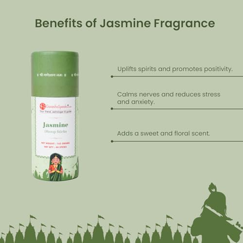 Image of GaneshaSpeaks Bambooless Dhoop Sticks with Jasmine Fragrance | 40 Pieces | Handcrafted by Skilled Artisans | Eco-Friendly | Pure Aroma | Free Ceramic Stand