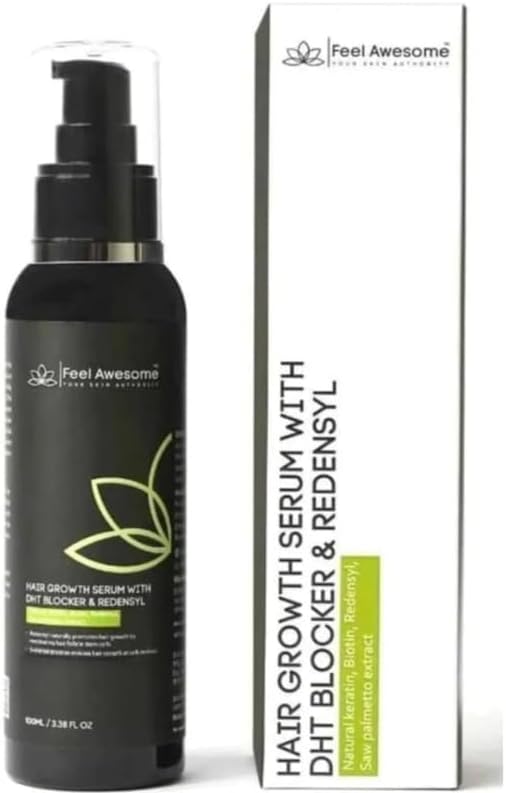 Hair Growth Serum with Redensyl, DHT Blocker, Biotin, Natural Keratin | Thick Density | Targets Hair Growth, Hair Fall, Damaged Scalp for Men & Women | 3.38 Fl Oz / 100 Ml