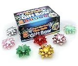 Light Up Gift Bow Assortment - Iridescent LED Ribbon for Packaging and Decorations - Fiber-Optic Glowing Flower Bows With Lights, Self Adhesive (Metallic, 24)