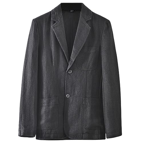 GIBZ Men's Linen Blazer Jacket Two Button Casual Unlined Sport Coat Slim Fit Lightweight