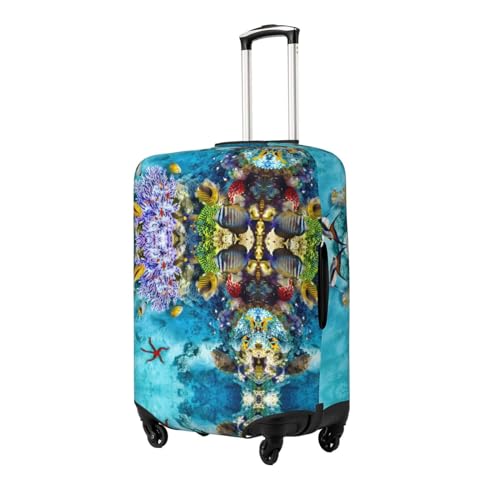 Corals and Tropical Fish Luggage Cover Washable Elasticated Luggage Covers for Suitcase TSA Approved Stylish Scratch Resistant Luggage Case Protector2