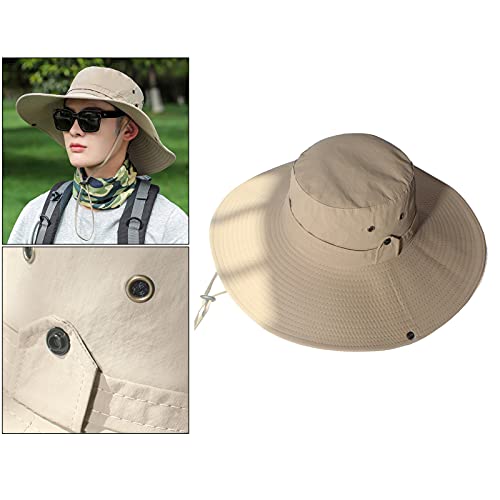 YIJU Homens Adultos Grande Aba Larga Chapéu de Balde Sol Poliéster Proteção Anti UV Cap Boonie para
