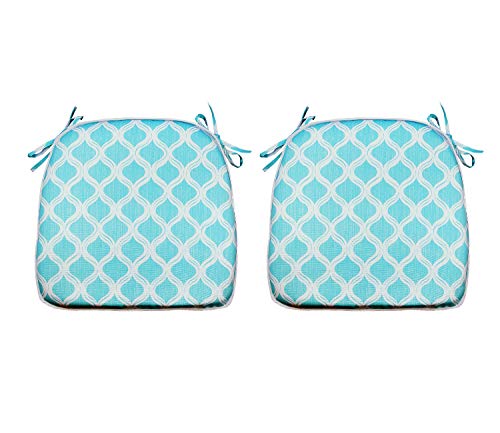 FBTS Prime Outdoor Chair Cushions Set of 2 Patio Seat Cushions with Ties 16x17 Inch Blue U-Shape Chair Pads for Outdoor Patio Furniture Garden Home Office