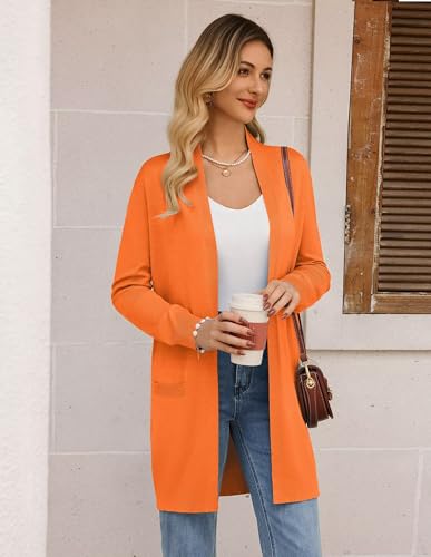 Image of GRACE KARIN Long Cardigan for Women Lightweight Open Front with Pockets | Oversized Cardigan Sweaters for Women, Soft Knit, Casual Fall Clothes, Layering Piece for Fall, Winter & Office Wear